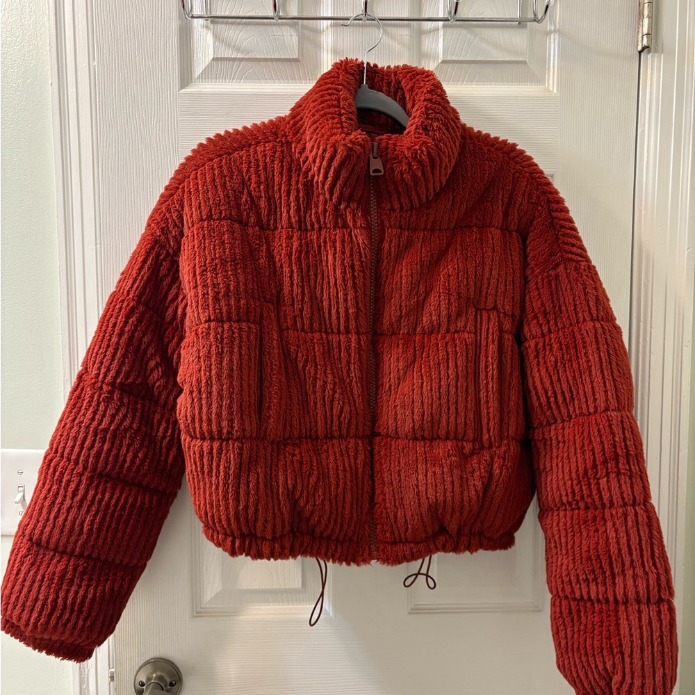 Red / Orange Soft Corduroy Puffer Jacket